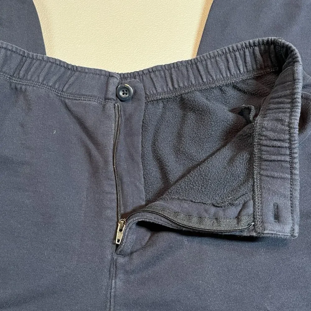 LL Bean Fleece Sweatpants Joggers Size XL Zipper Fly Pocket Blue Athletic 508146
